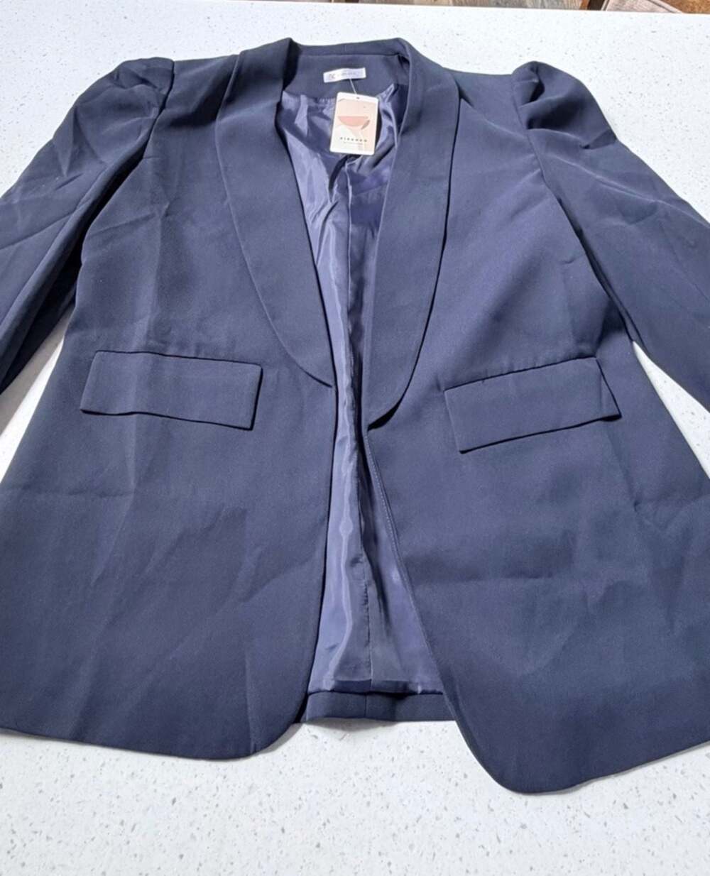 Kirundo Navy Blue Puff Sleeve Shawl Collar Blazer Size XL